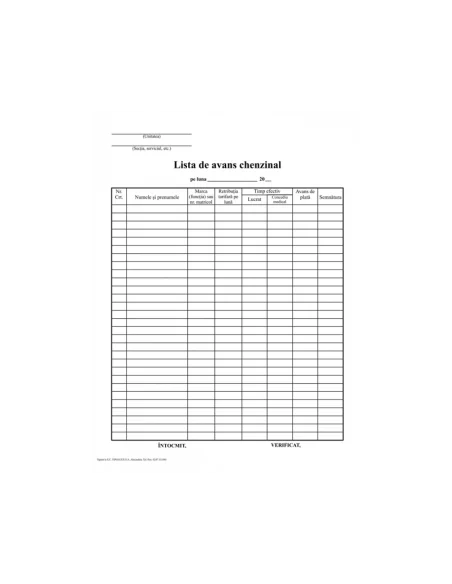 LISTA AVANS CHENZINAL A4