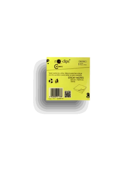 STICKY NOTES RO-CLIPS 75X75MM NEON 100 FILE RO-SNN1C