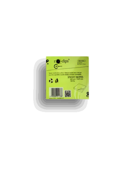 STICKY NOTES RO-CLIPS 75X75MM NEON 100 FILE RO-SNN1C