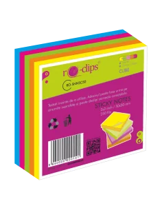 CUB STICKY NOTES RO-CLIPS 50X50MM NEON 5 CUL 250F RO-SNN5C50