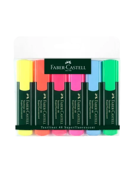 TEXTMARKER SET 6 1548 FLUORESCENT FABER CASTELL