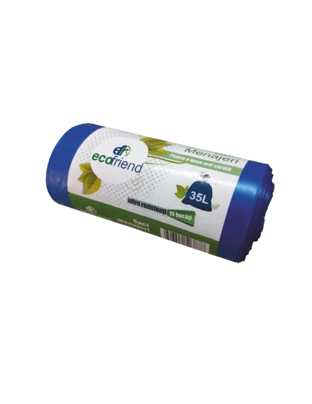 SACI PLASTIC 35L MAXI LDPE 15BUC/ROLA ALBASTRU