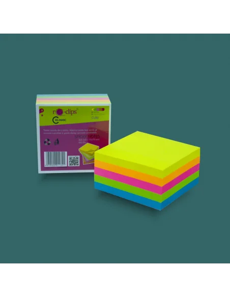 CUB STICKY NOTES RO-CLIPS 75X75MM NEON 5 CUL 400F RO-SNN5C