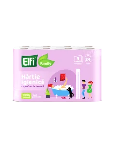 HARTIE IGIENICA 24 ROLE 3 STRATURI 120 FOI ELFI LAVANDA